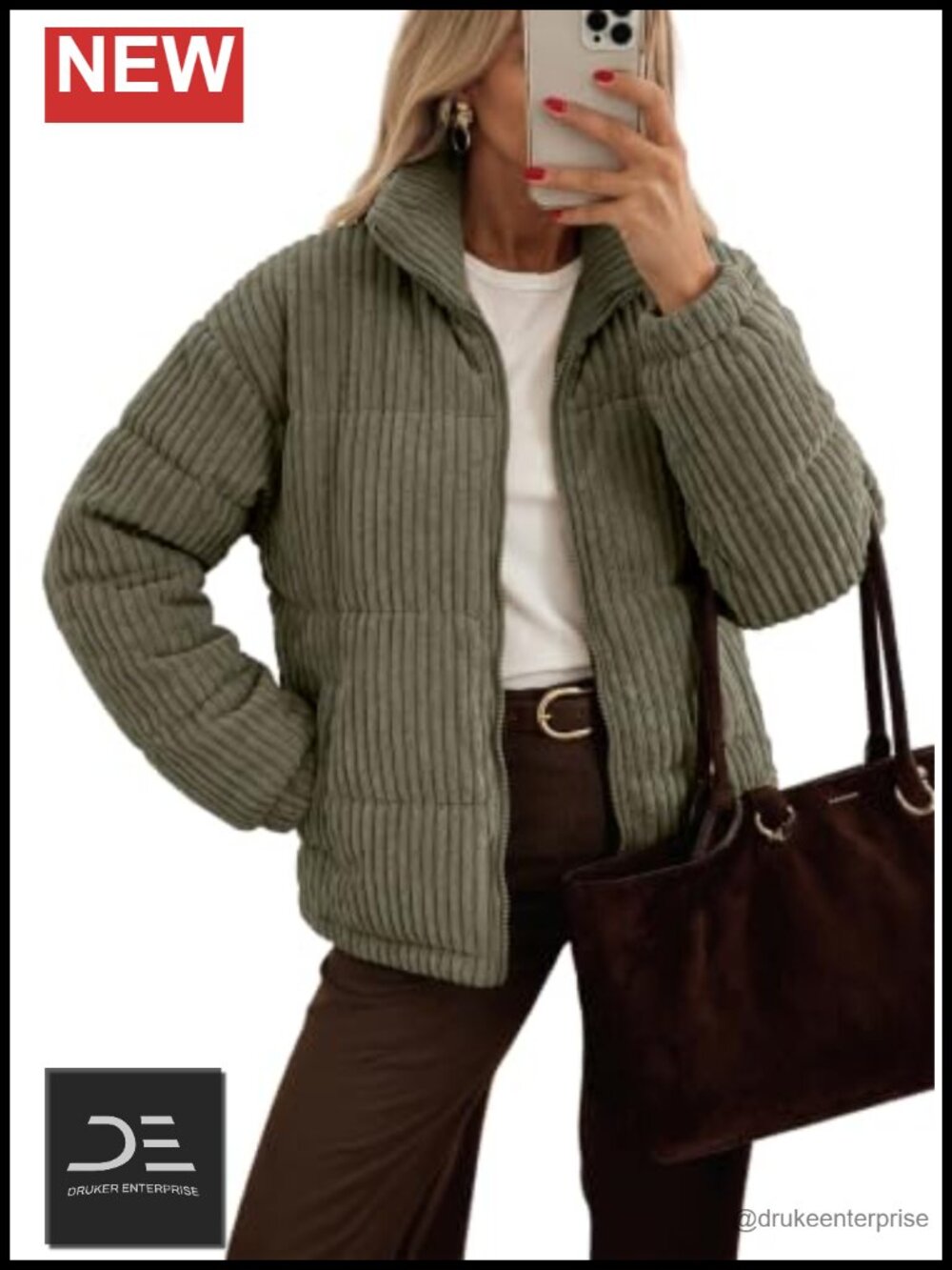 Dokotoo Women's Cropped Quilted Zip Up Jacket Long Sleeve